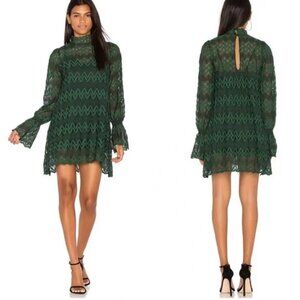 Free People Simone Lace Sheer Keyhole Bell Sleeve Dress Sz XS